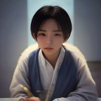i社游戏主编林晓棠的工作照，戴着眼镜、面对电脑屏幕认真审阅游戏资讯稿件，背景是书架与便利贴
